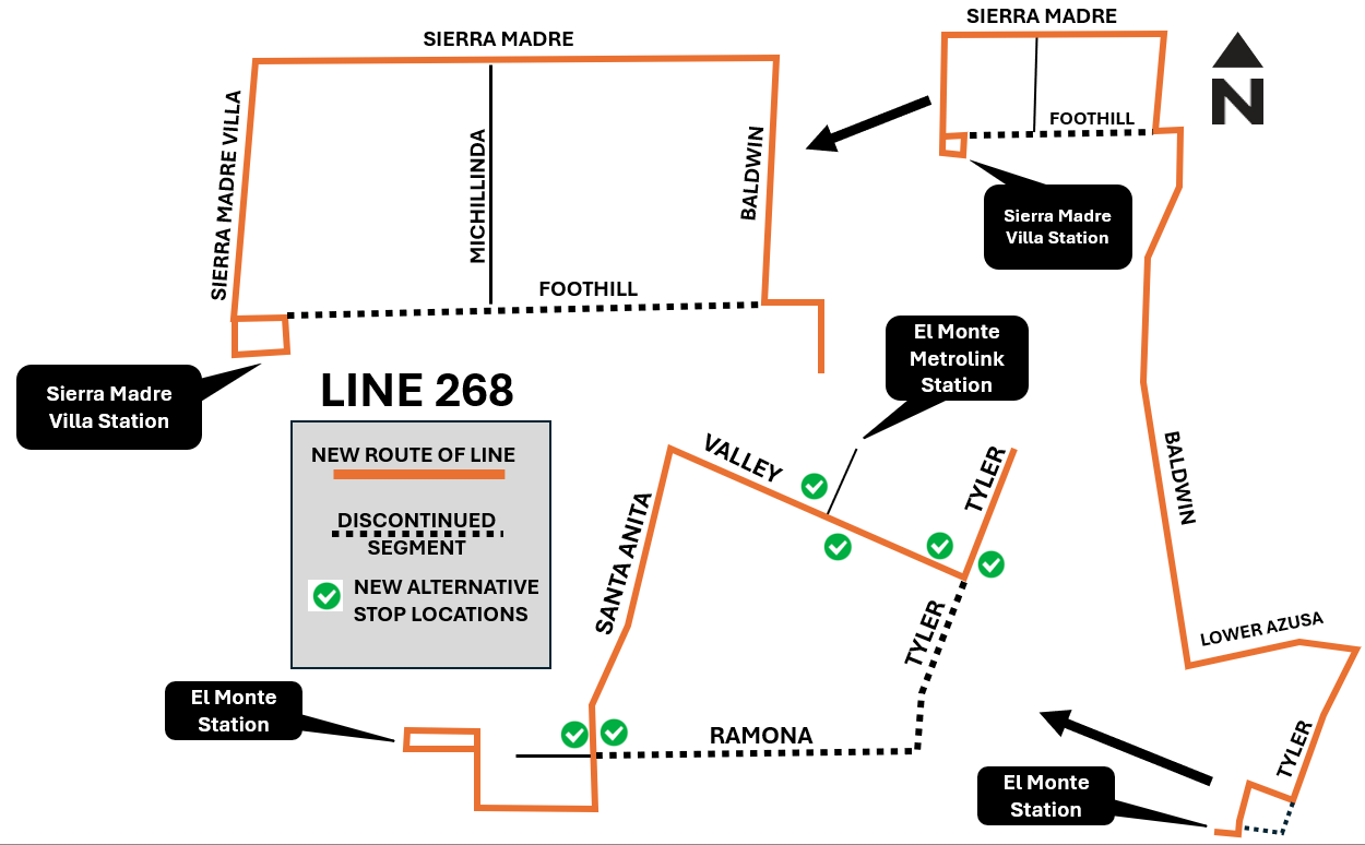 a graphic map showing a visual representation of the described changes to Line 268